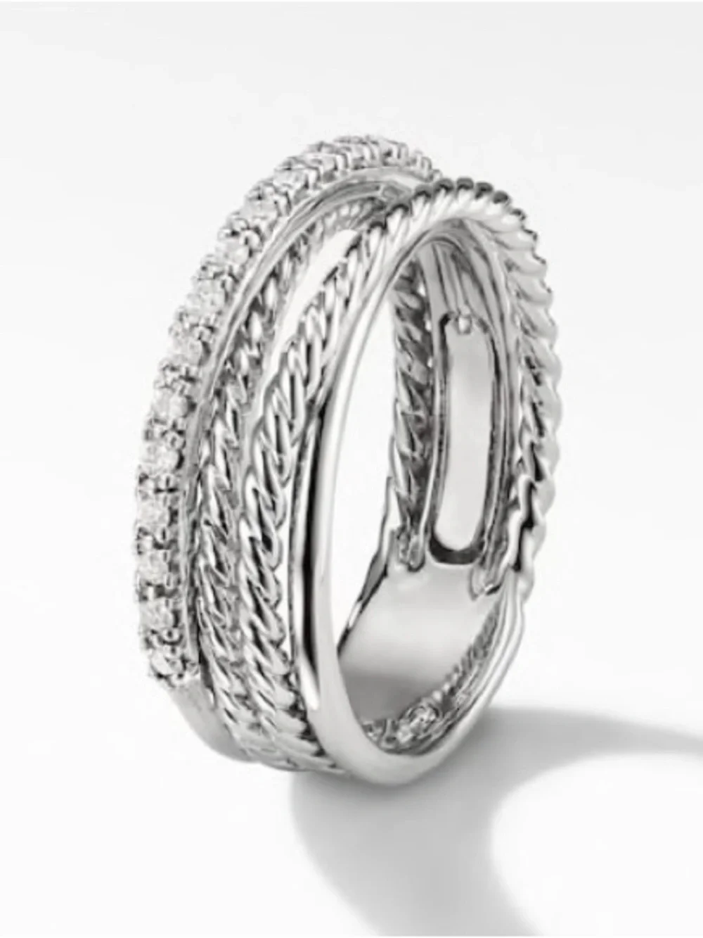 David Yurman Crossover Ring with Diamonds - Picture 1 of 3